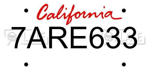 7ARE633 California License Plate