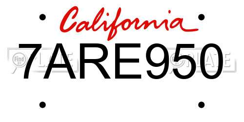 7ARE950 California License Plate