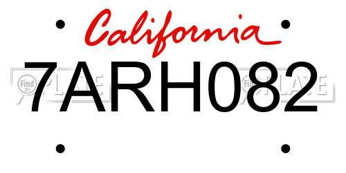 7ARH082 California License Plate