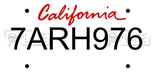 7ARH976 California License Plate