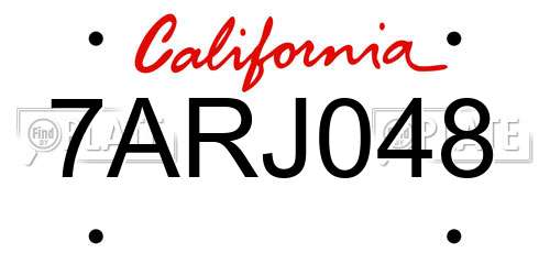 7ARJ048 California License Plate
