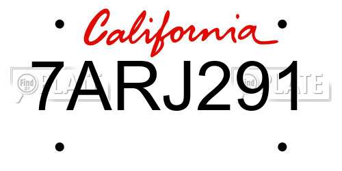 7ARJ291 California License Plate