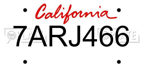 7ARJ466 California License Plate