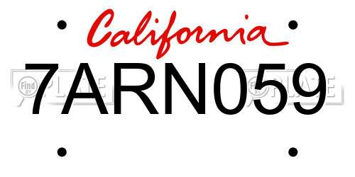 7ARN059 California License Plate