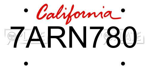 7ARN780 California License Plate