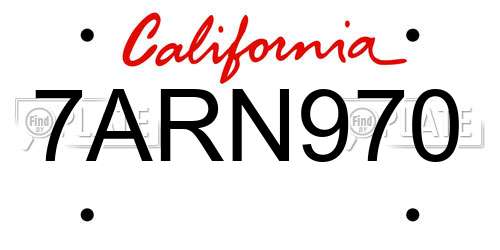 7ARN970 California License Plate