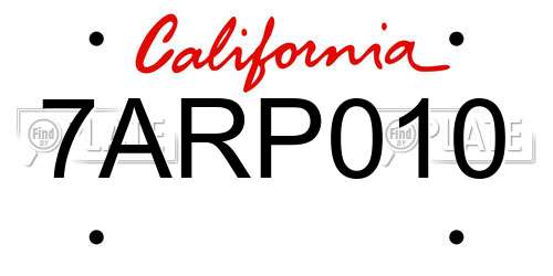 7ARP010 California License Plate