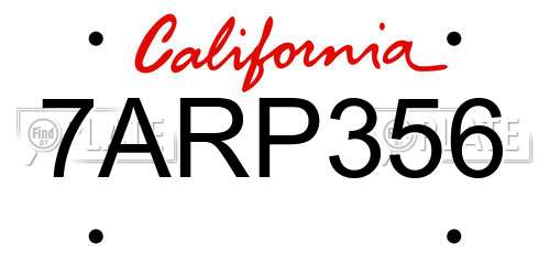 7ARP356 California License Plate