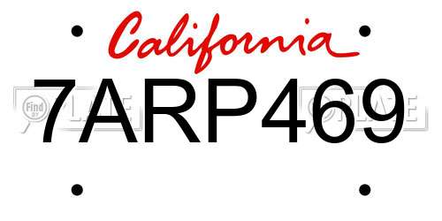 7ARP469 California License Plate