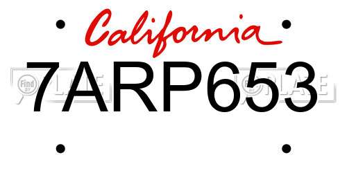 7ARP653 California License Plate
