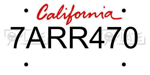 7ARR470 California License Plate
