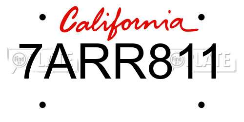 7ARR811 California License Plate