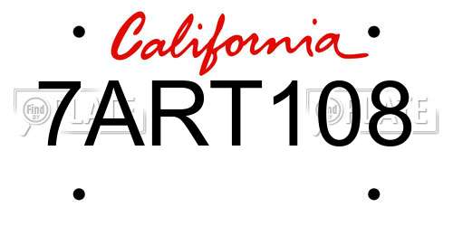 7ART108 California License Plate