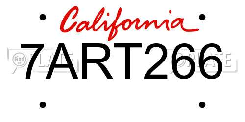 7ART266 California License Plate