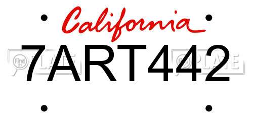 7ART442 California License Plate