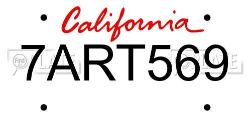 7ART569 California License Plate
