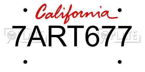 7ART677 California License Plate