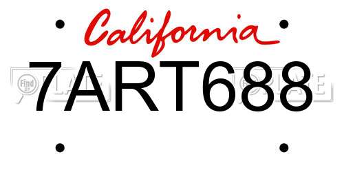 7ART688 California License Plate
