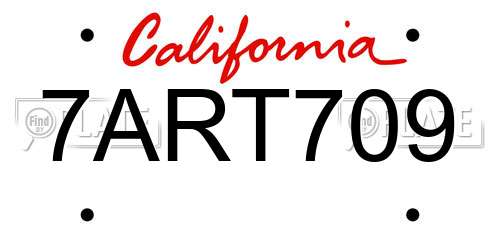 7ART709 California License Plate