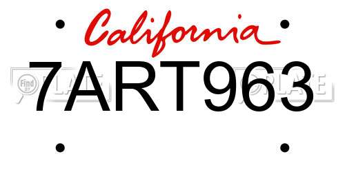 7ART963 California License Plate