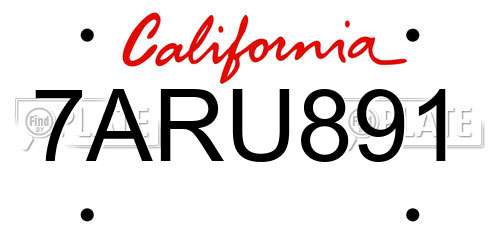 7ARU891 California License Plate