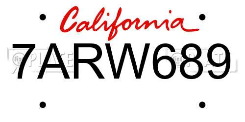 7ARW689 California License Plate