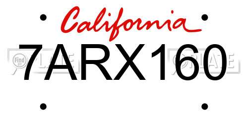 7ARX160 California License Plate