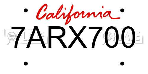 7ARX700 California License Plate