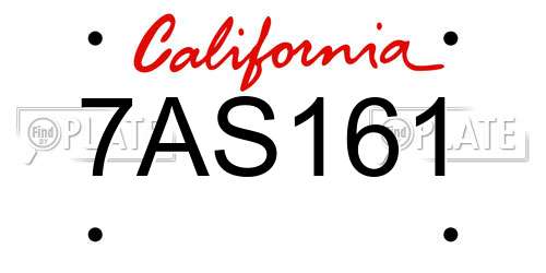 7AS161 California License Plate