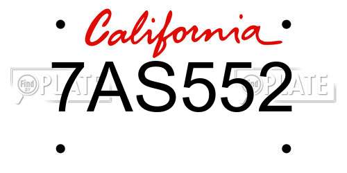 7AS552 California License Plate