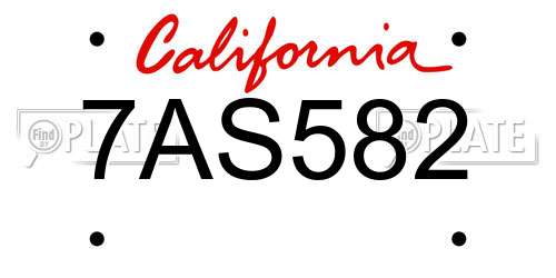 7AS582 California License Plate