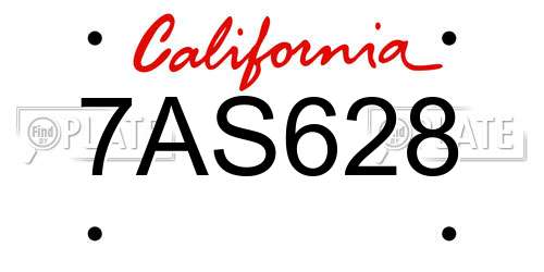 7AS628 California License Plate