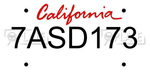 7ASD173 California License Plate