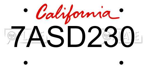 7ASD230 California License Plate
