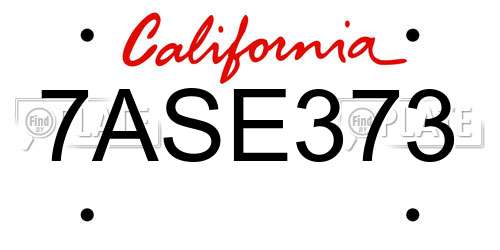 7ASE373 California License Plate