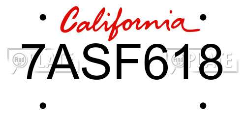 7ASF618 California License Plate