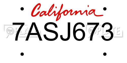 7ASJ673 California License Plate