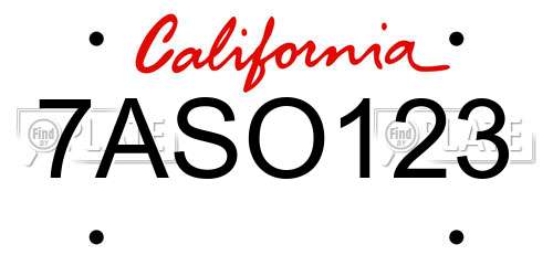 7ASO123 California License Plate