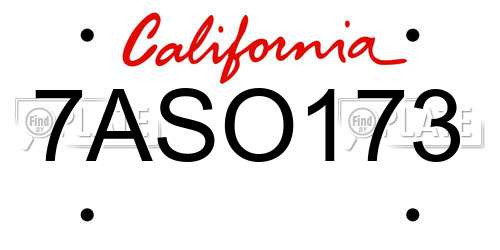7ASO173 California License Plate