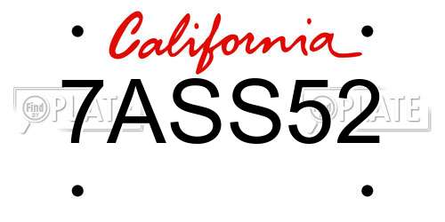 7ASS52 California License Plate