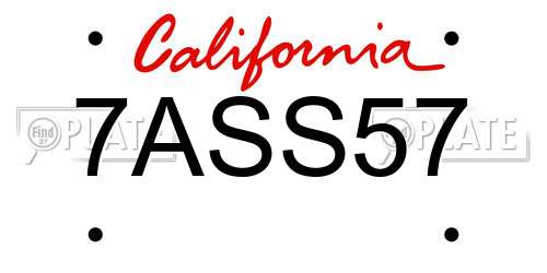 7ASS57 California License Plate