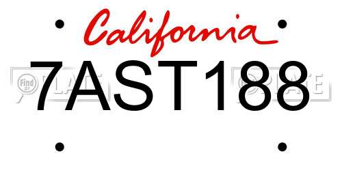 7AST188 California License Plate