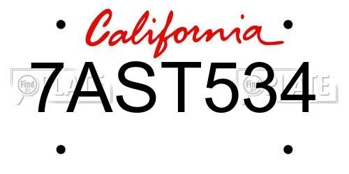 7AST534 California License Plate