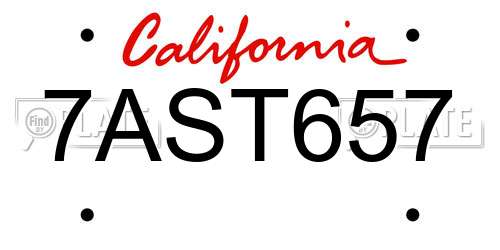 7AST657 California License Plate