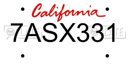 7ASX331 California License Plate