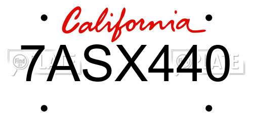 7ASX440 California License Plate