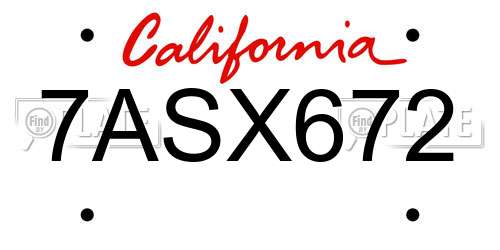 7ASX672 California License Plate