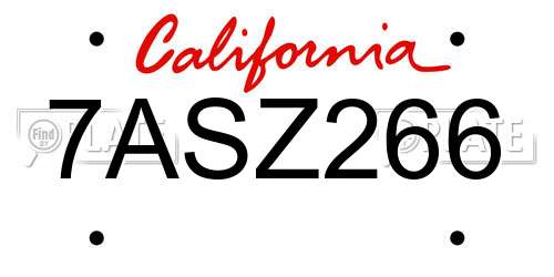 7ASZ266 California License Plate