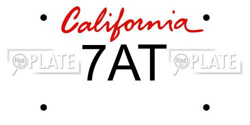 7AT California License Plate