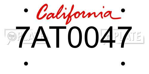 7AT0047 California License Plate